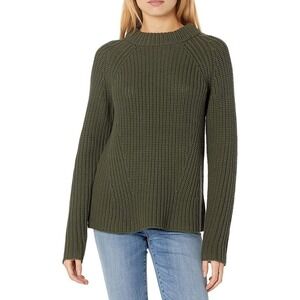Women Relaxed-Fit Cotton Shaker Stitch Mock Neck Light Heather Sweater Size 2XL